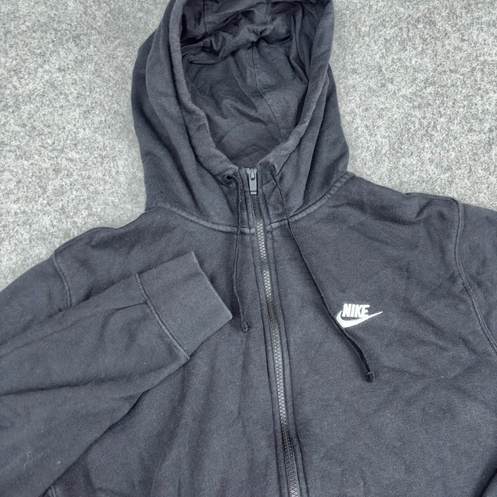 Nike Full Zip Hoodie Mens Large Black Sportswear Club Fleece Athletic Swoosh